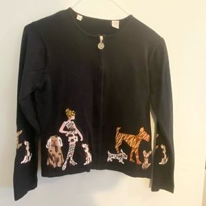 •MCX Signature• Embellished Dog Walking Zip Up Sweater